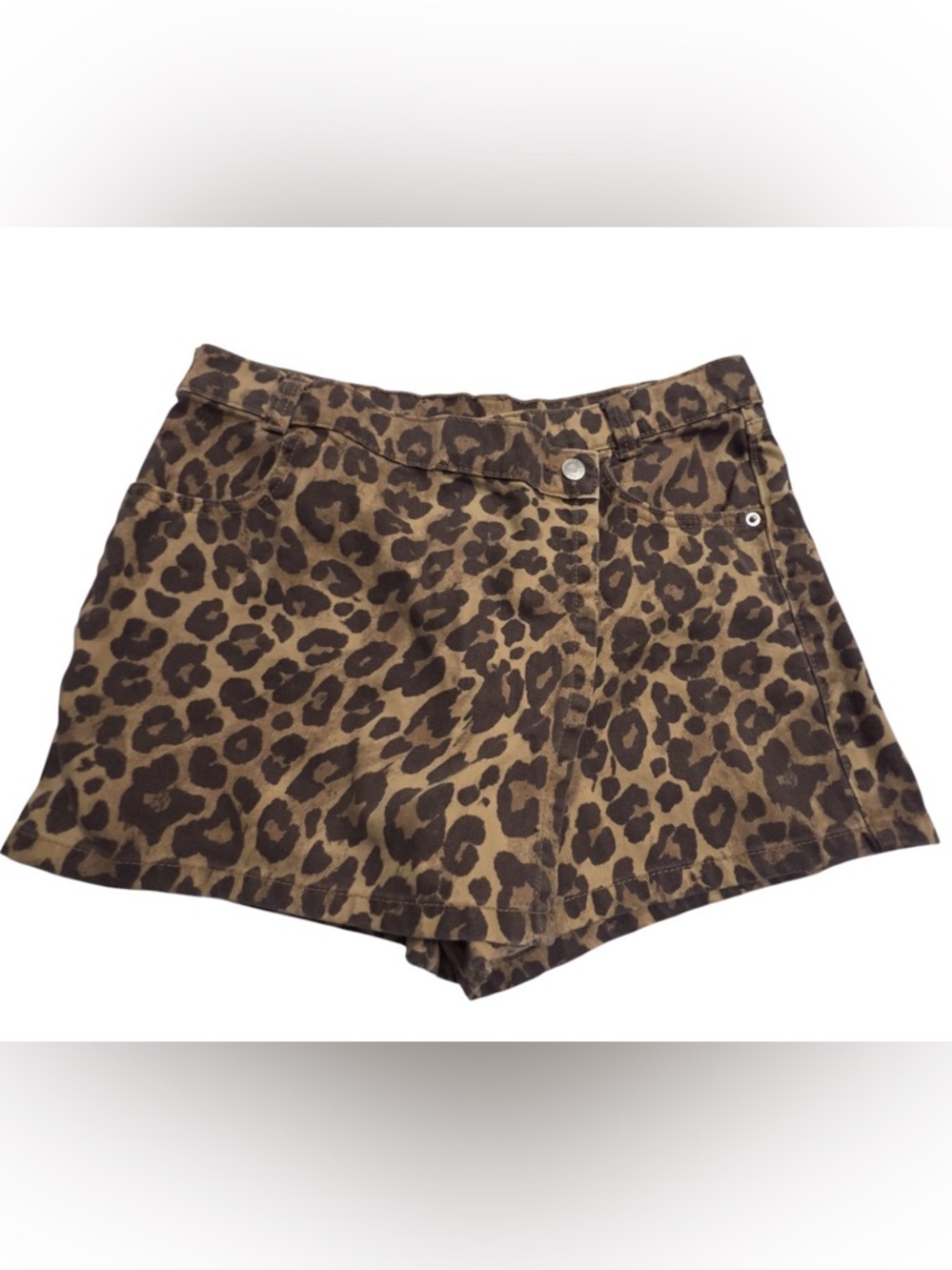High-Waist Leopard Print Women’s Shorts - Brown Animal Pattern